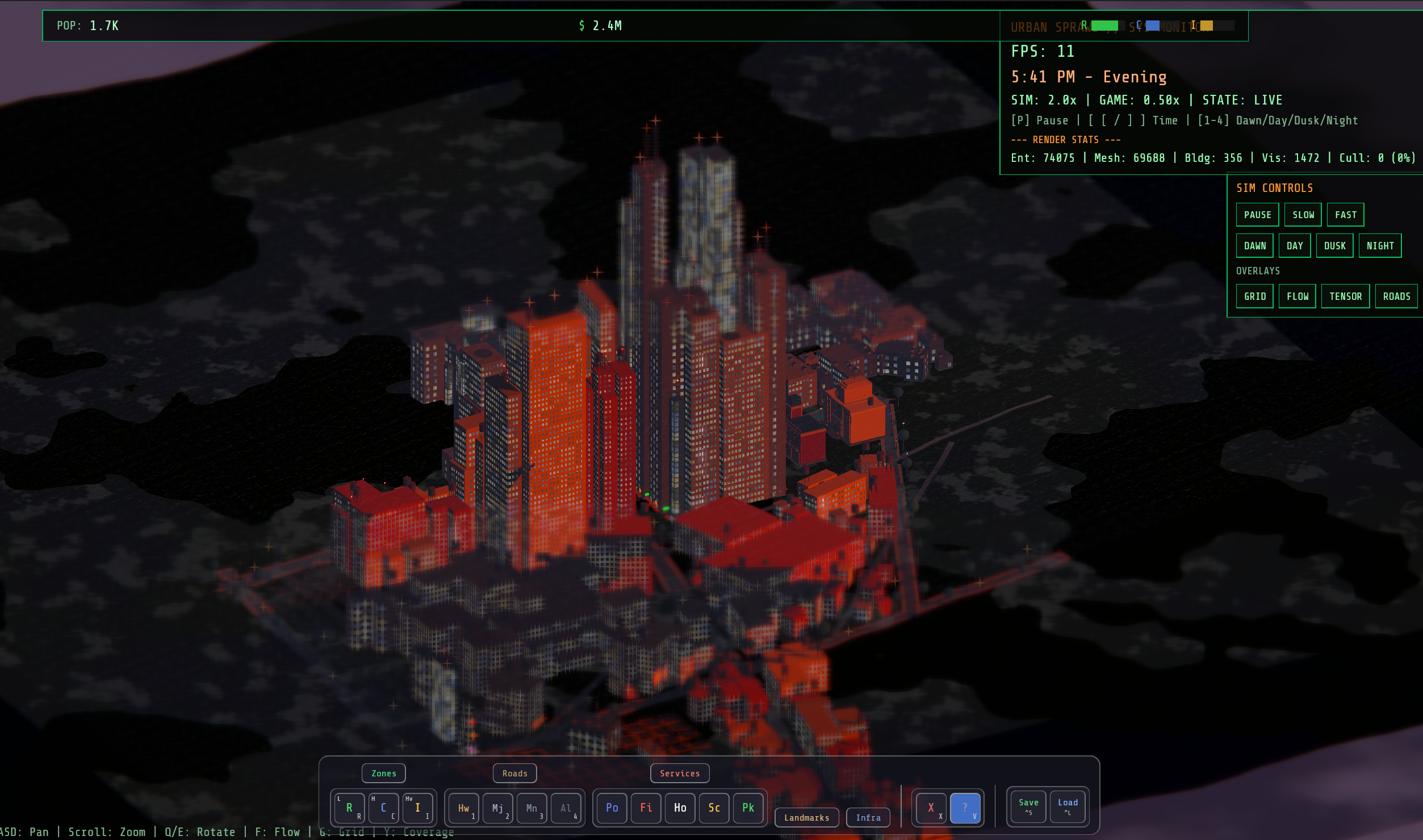 Bustling city