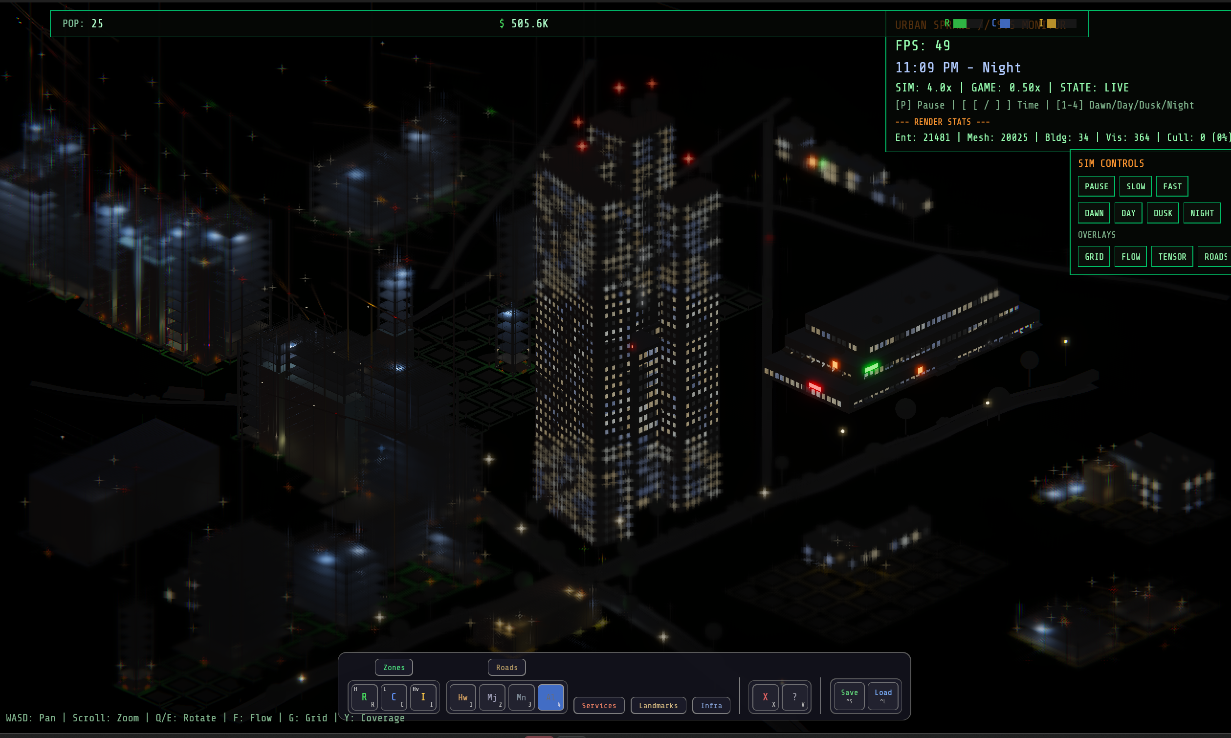 Night construction site